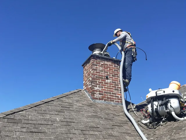 Dedicated Columbus Chimney Sweep team member cleaning a chimney in Columbus, OH