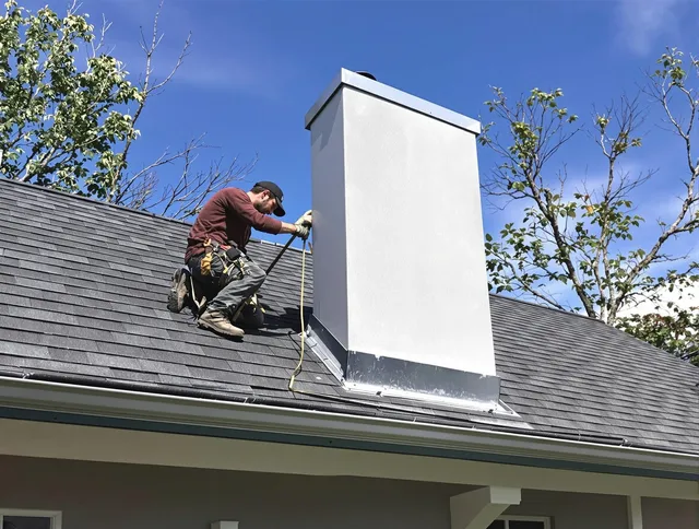 Columbus Chimney Sweep team member finishing chimney construction in Columbus, OH