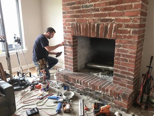 Columbus Chimney Sweep specialist finalizing chimney liner service in Columbus, OH