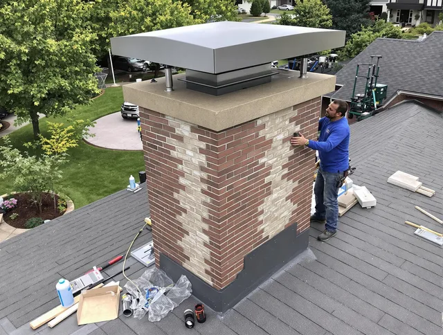 Columbus Chimney Sweep team working on a custom chimney remodel in Columbus, OH