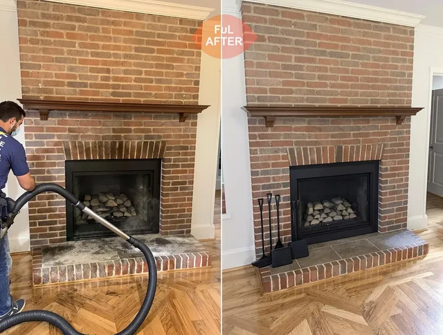 Columbus Chimney Sweep carefully sanitizing a fireplace in Columbus, OH