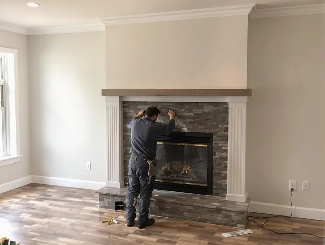 Columbus Chimney Sweep finishing a custom fireplace install in Columbus, OH